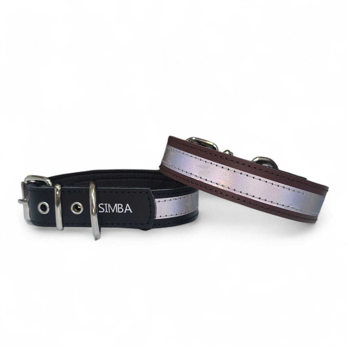 Collar de cuero reflectante