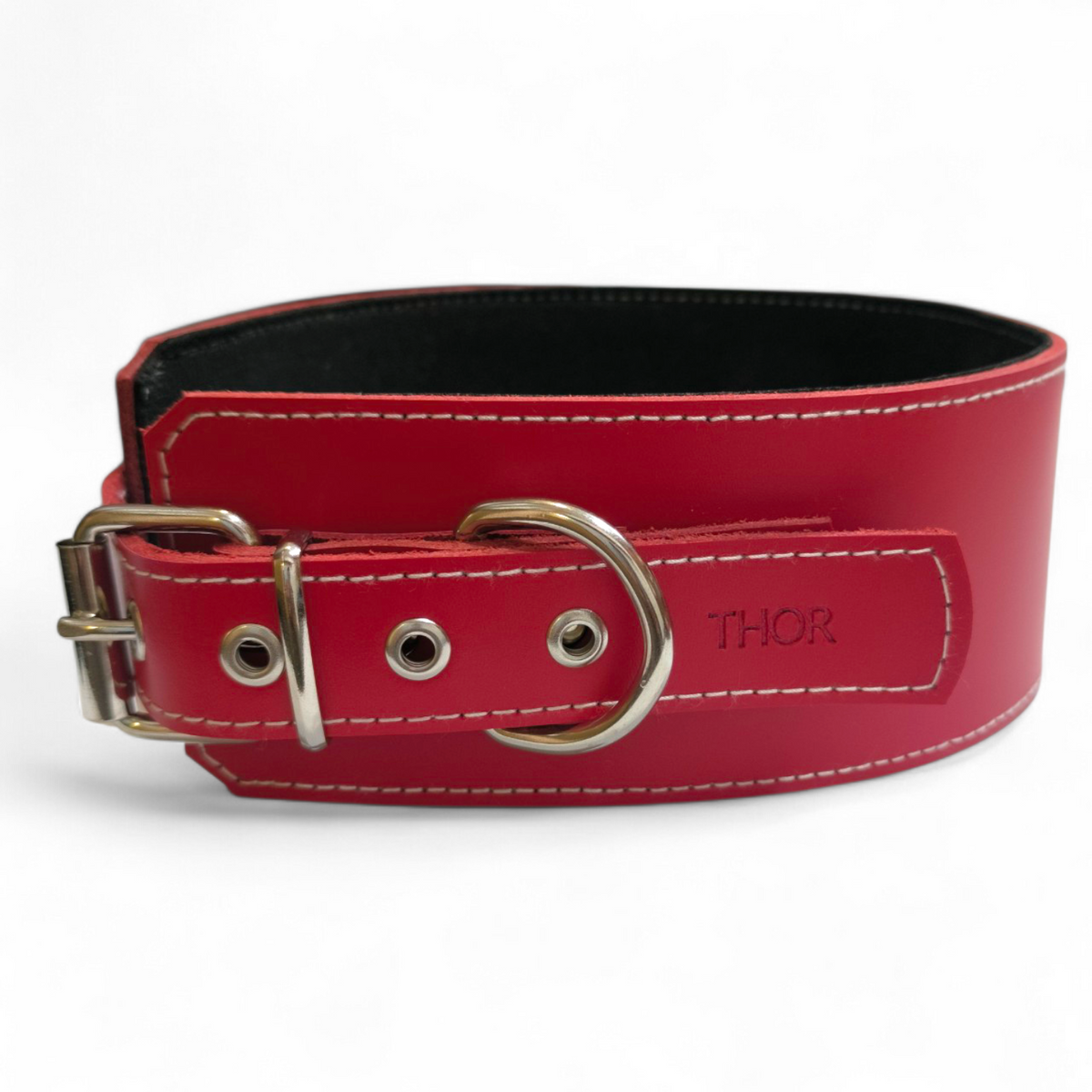 Collar ancho de cuero Supreme rojo