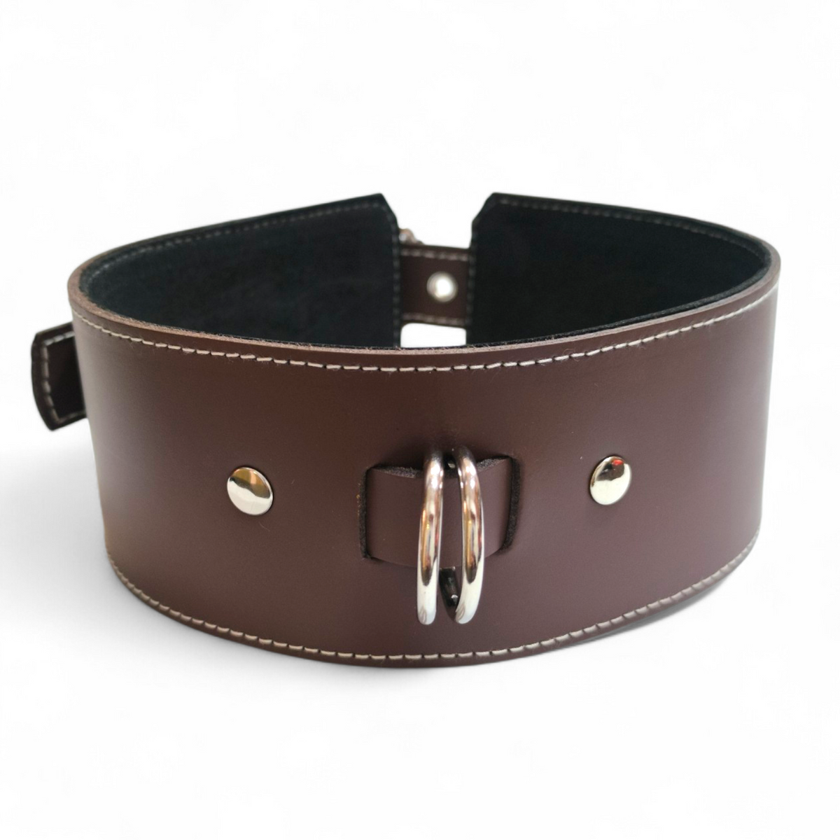 Collar ancho de cuero Supreme marrón