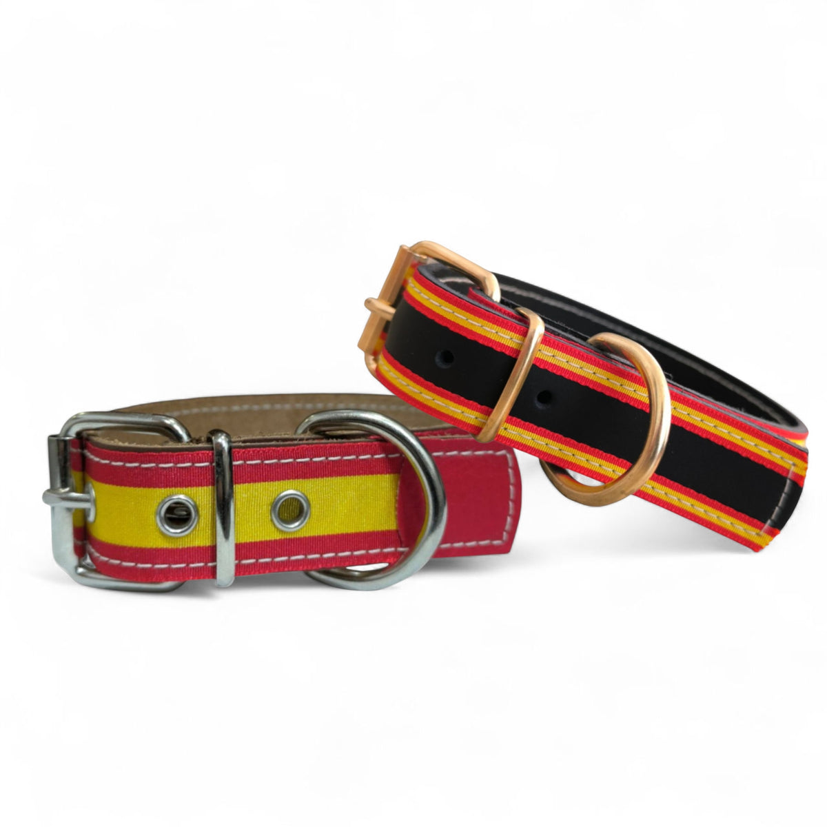 Collar de cuero bandera de España rojo