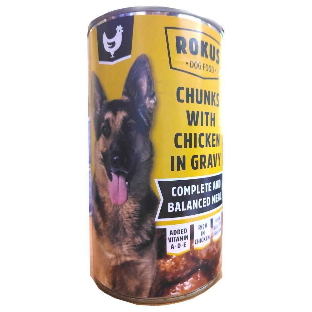 LATA PERROS POLLO 410gr.ROKUS 