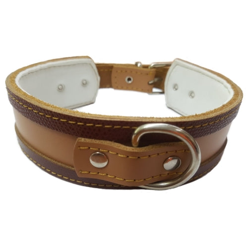 COLLAR GALGO MARRON BORDE NATURAL 40X4CM