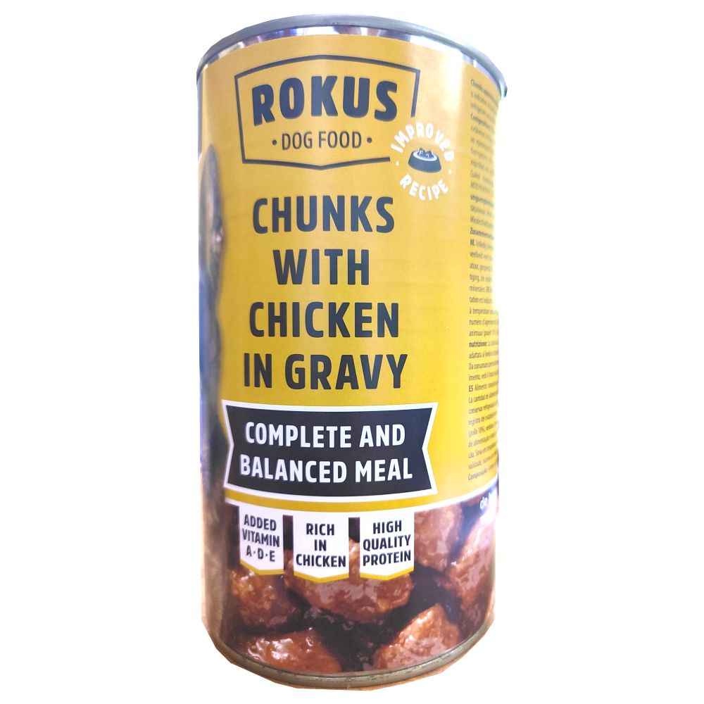 LATA PERROS POLLO 410gr.ROKUS 