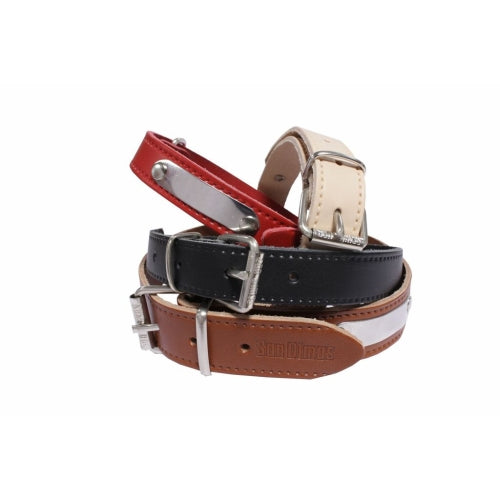 COLLAR CUERO CON PLACA 20 x 50 mm.NEGRO