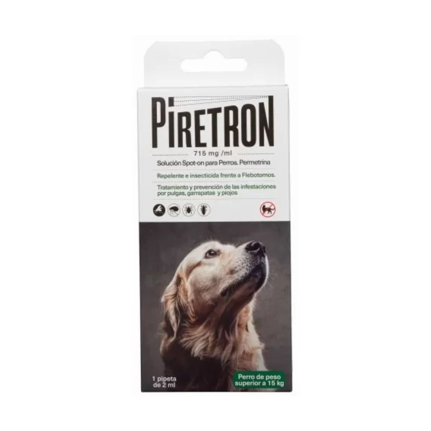 Pipeta PIRETRON 1430 mg/ml Spot on PERRO 2 ml. 1Ud.  Mas de 15 Kg.