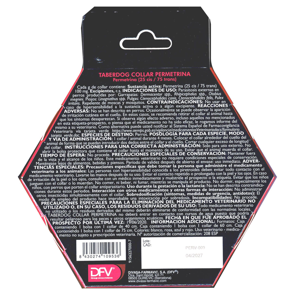 TABER DOG COLLAR PERMETRINA