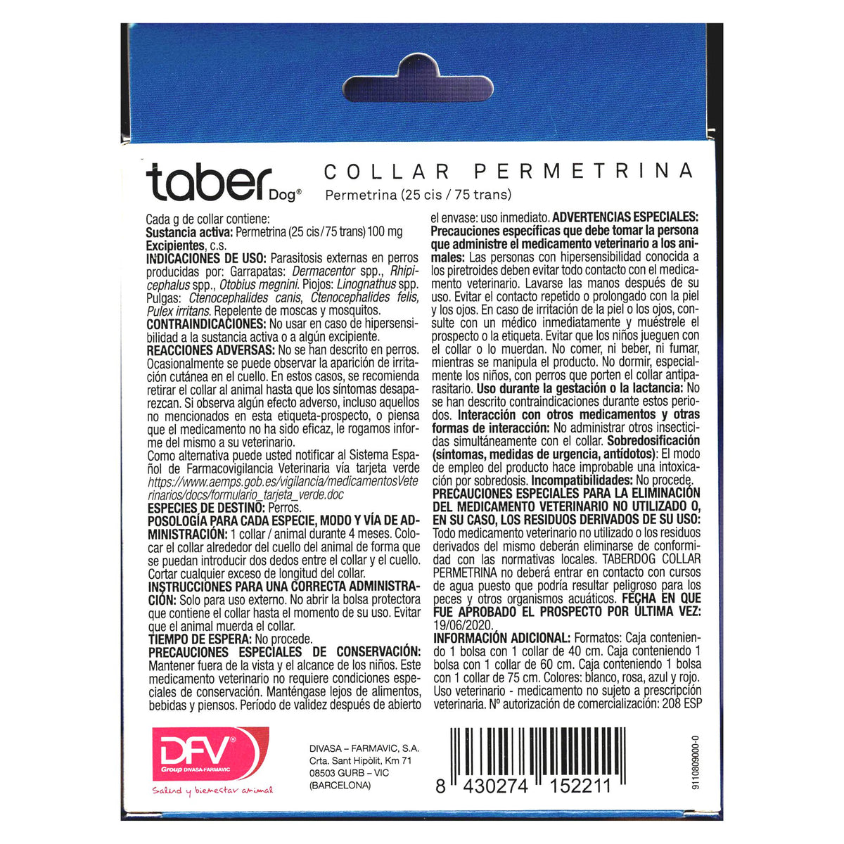 TABERDOG COLLAR PERMETRINA 40cm. ROSA