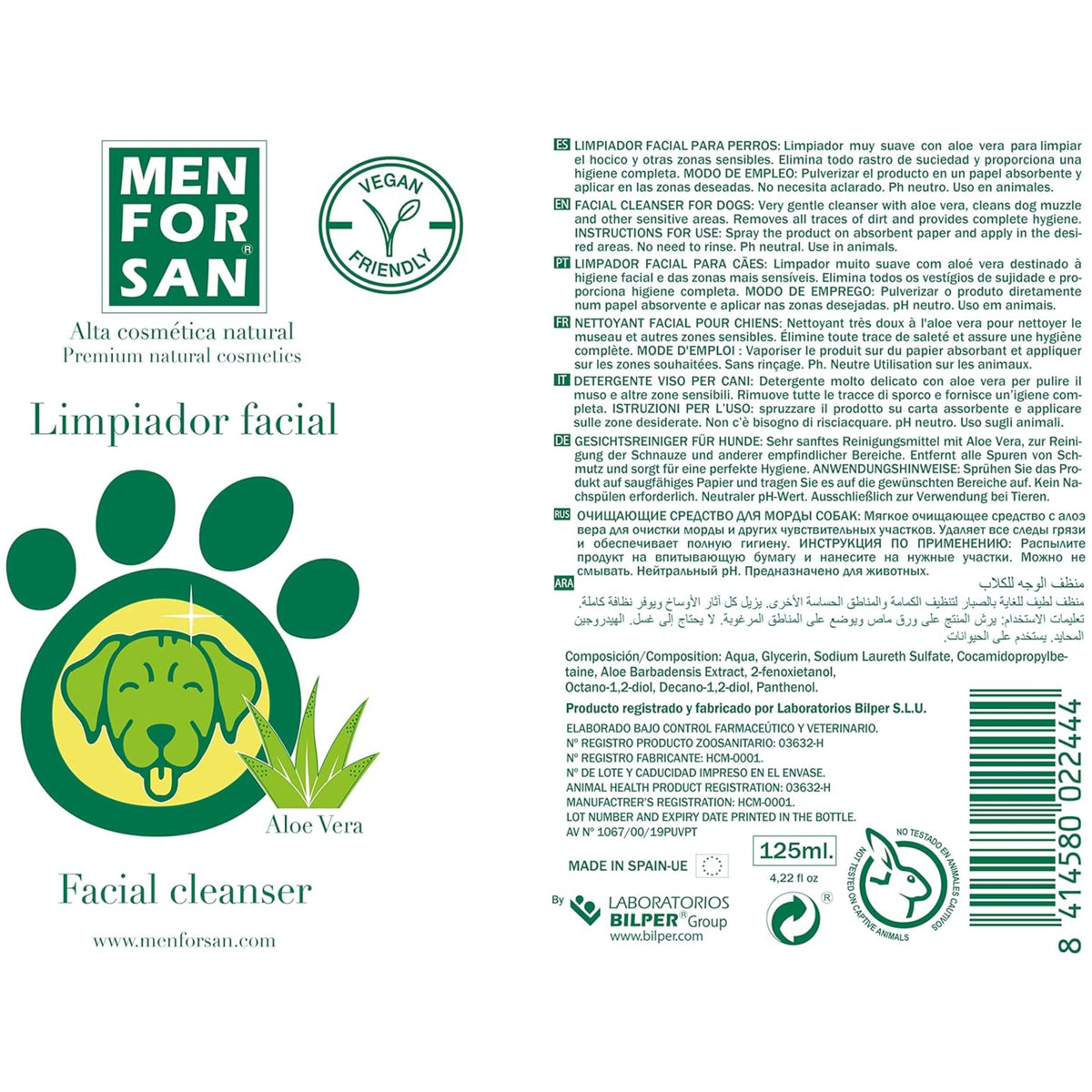 Menforsan Limpiador Facial Perros 60Ml.