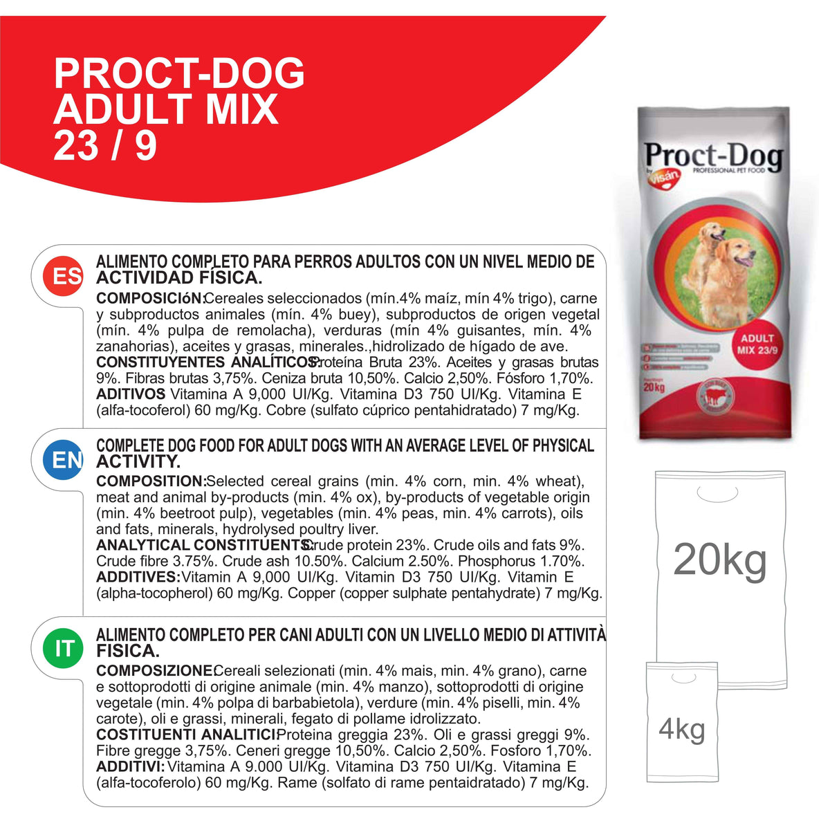 PROCT-DOG ADULT MIX  20 KG. 