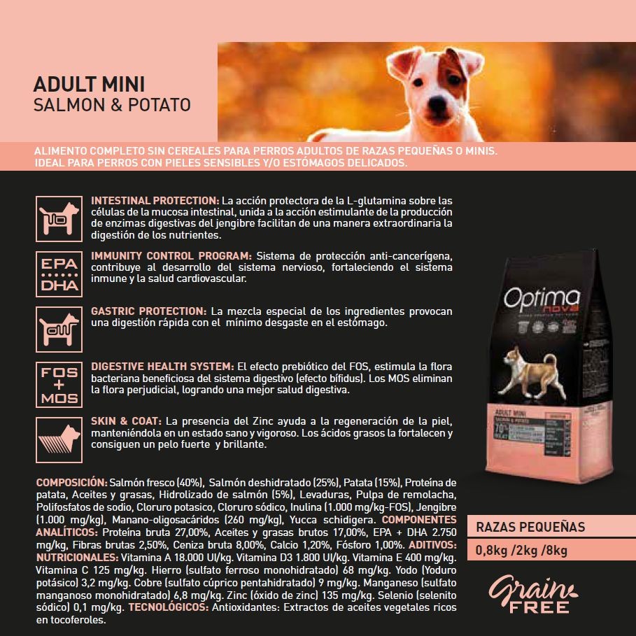 OPTIMA NOVA ADULT MINI SALMON&PATATA 6 KG.