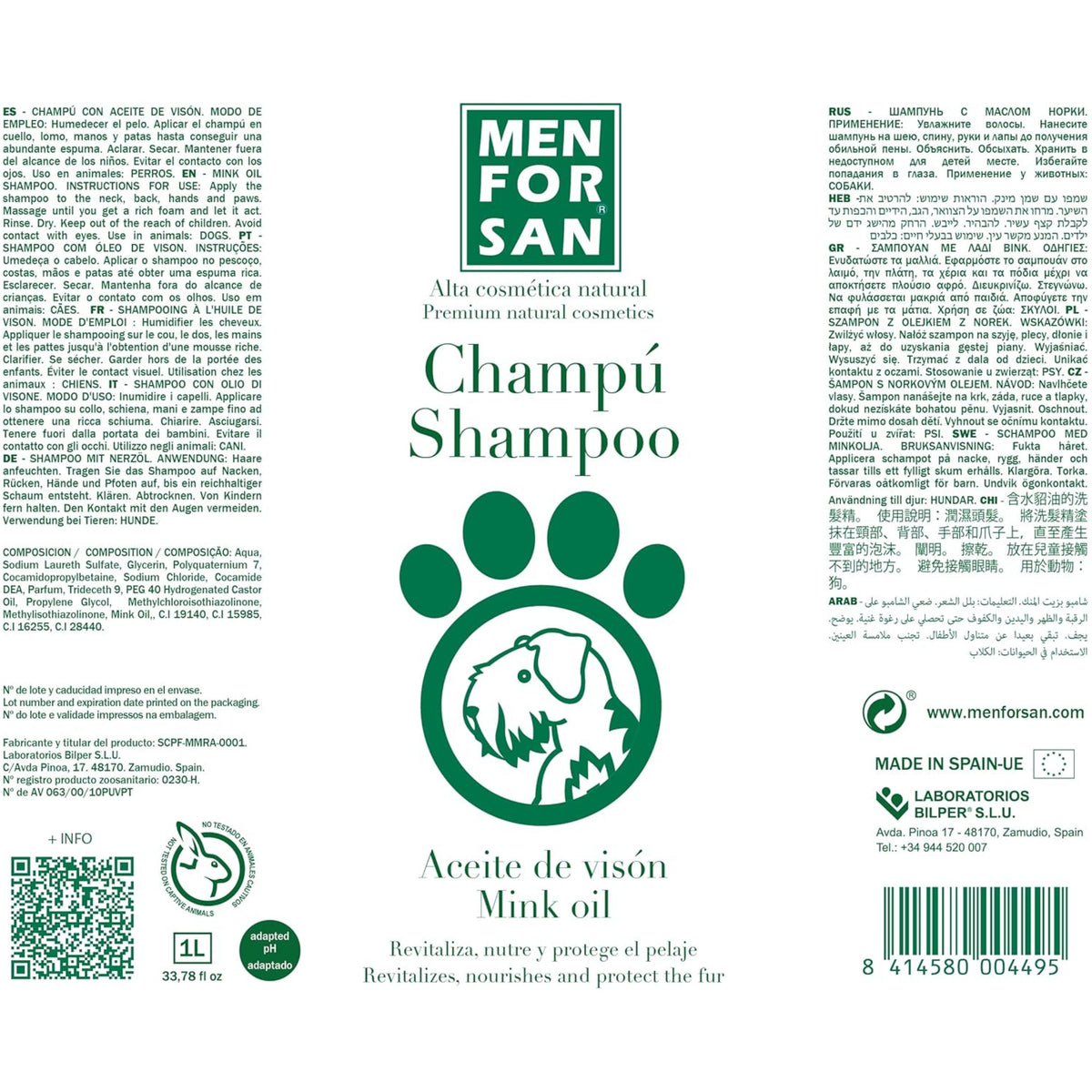 Menforsan Champu Aceite De Vison 1 Lt.