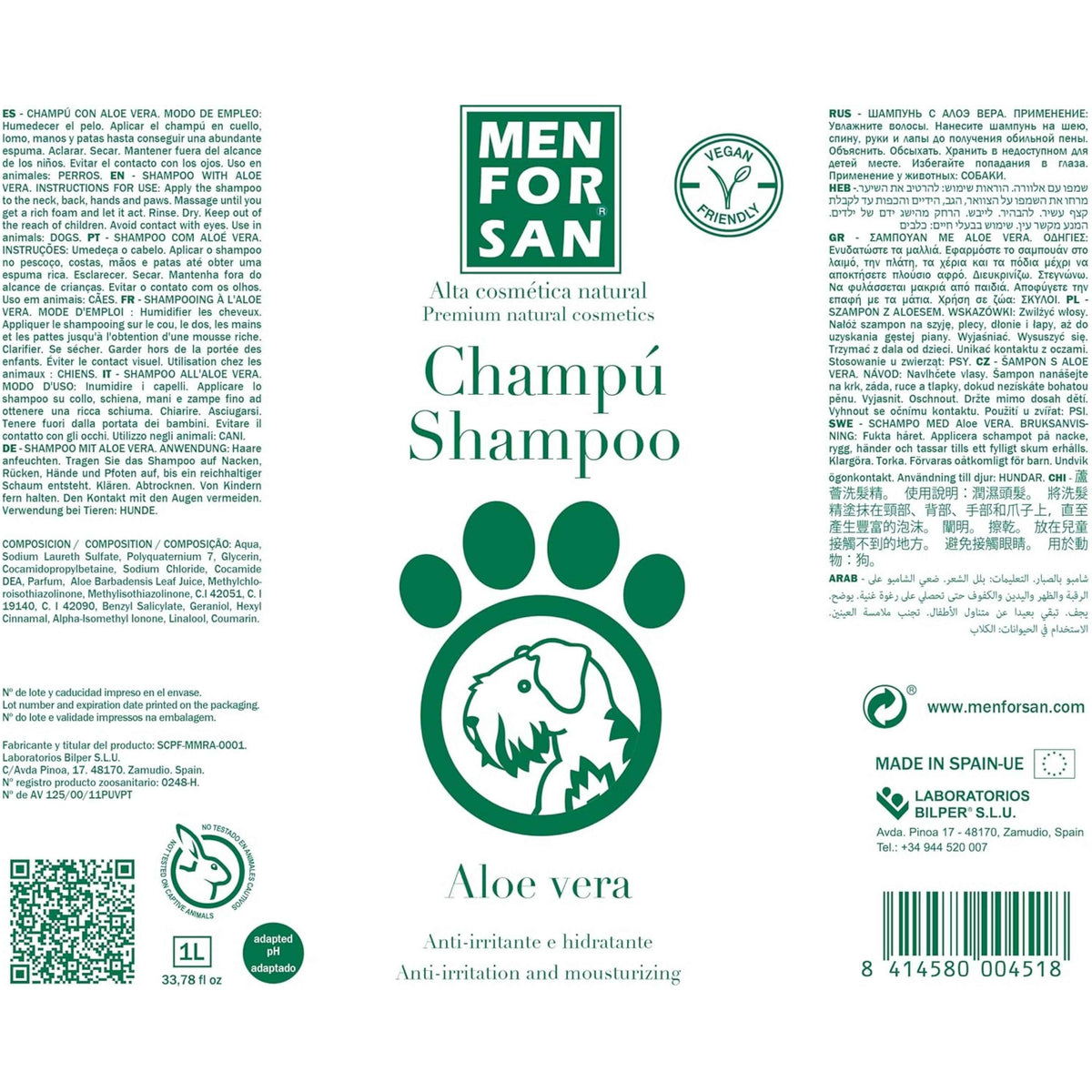 MENFORSAN CHAMPU CON ALOE VERA 1 LT. 