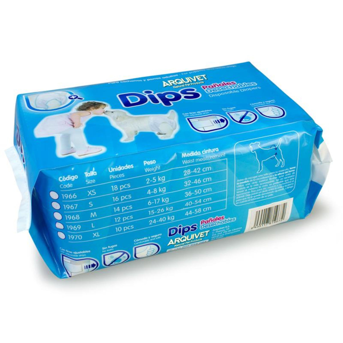 PAÑAL ARQUIDIPS TALLA M/ 14 piezas 