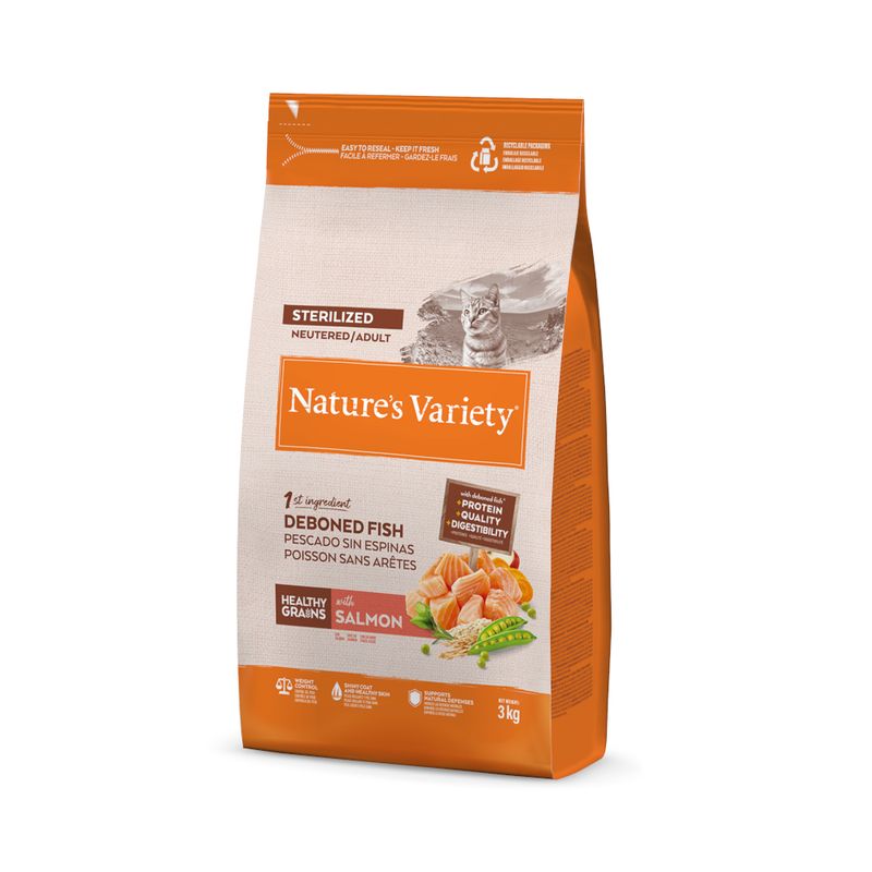 NATURES VARIETY CAT HEALTHY GRAIN STERILI SALMON 3 Kg