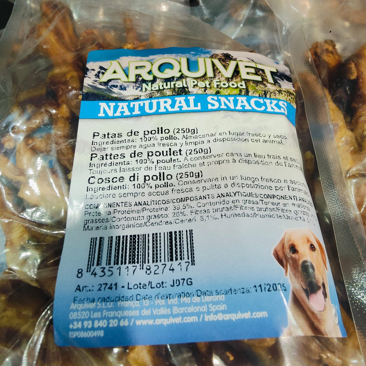 PATAS DE POLLO NATURALES 250gr.Arquivet 