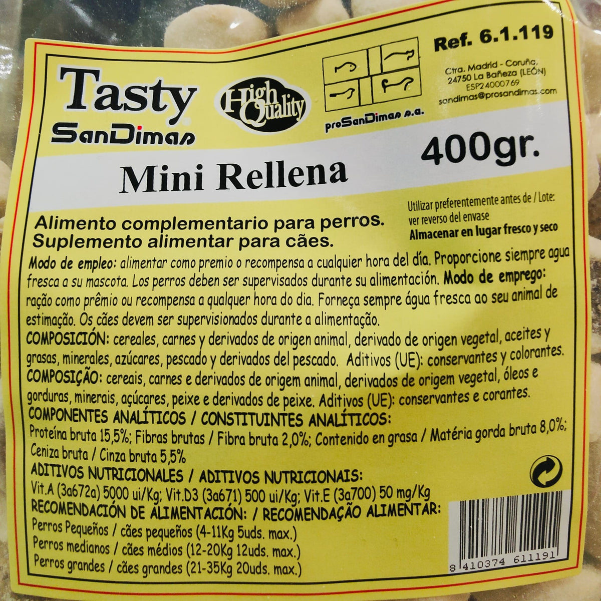 GALLETAS TASTY MINI RELLENAS 400 GR.SAN DIMAS