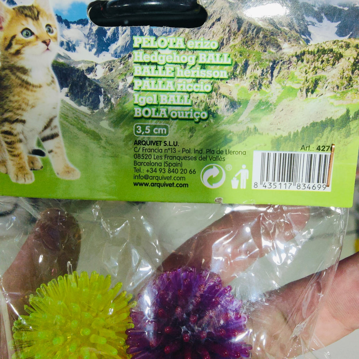 PELOTA ERIZO 3,5 cm. Bolsa 4 Uds. 