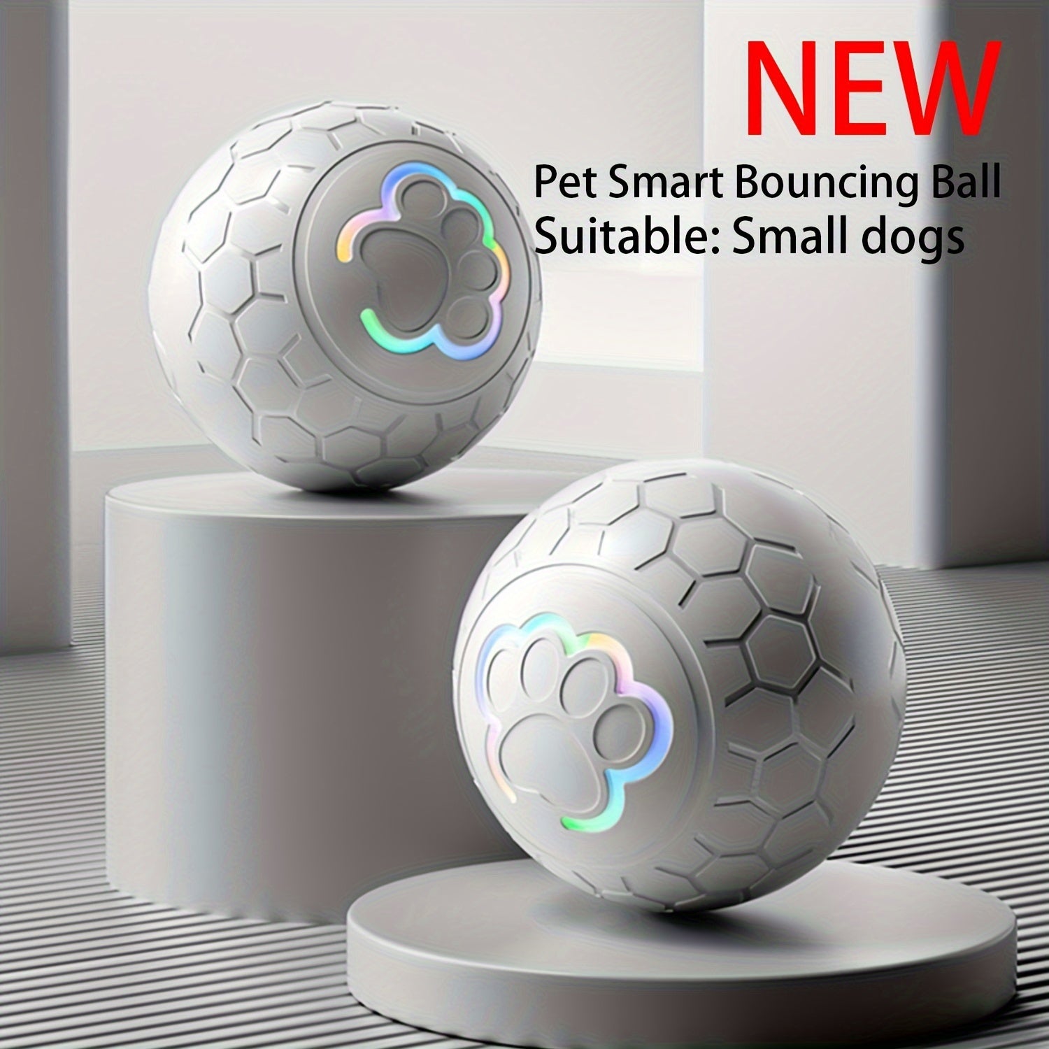 Interactive Dog Toy Ball - Grey Striped