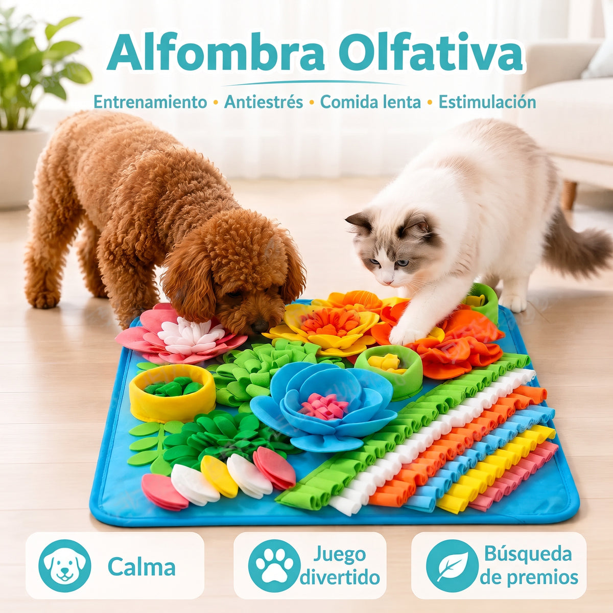 Alfombra olfativa Jardín de Flores para perros y gatos