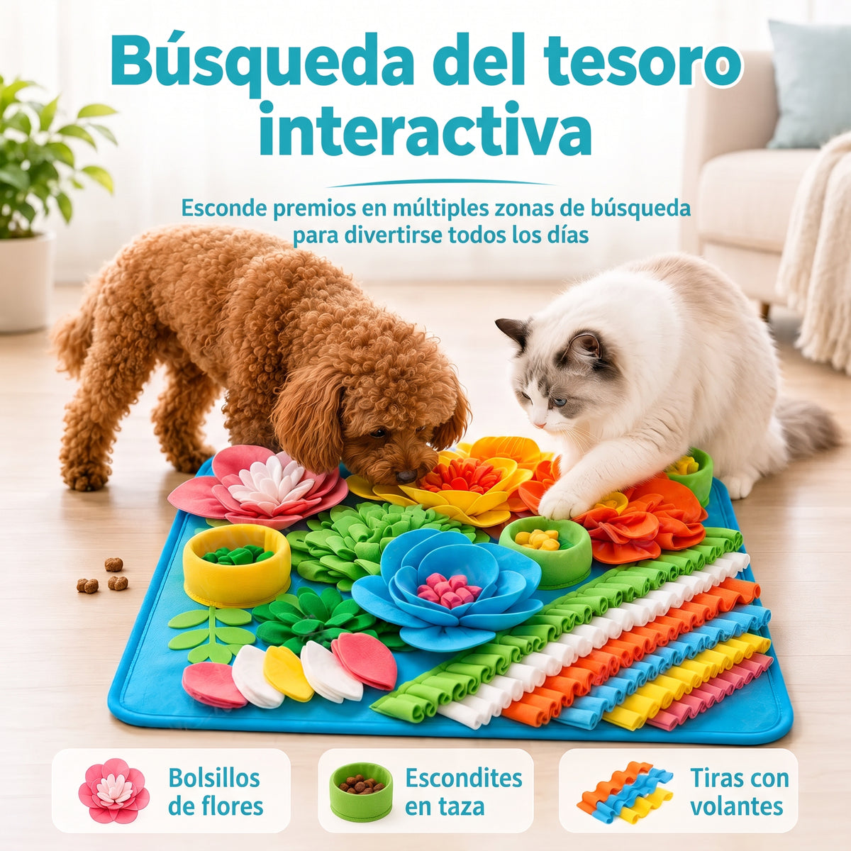Alfombra olfativa para mascotas: comida lenta y estimulación mental