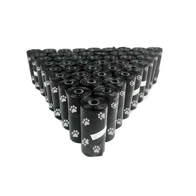 Pet Poop Bags Disposable Dog Waste Bags Bulk Poop Bags with Leash Clip and Bone Bag Dispenser 5Roll(75Pcs) Bags with Paw Prints