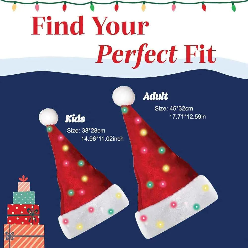 GORRO NAVIDEÑO Para toda la familia incluso para tu bebe (Clásico de terciopelo y unisex para Navidad y Año nuevo)