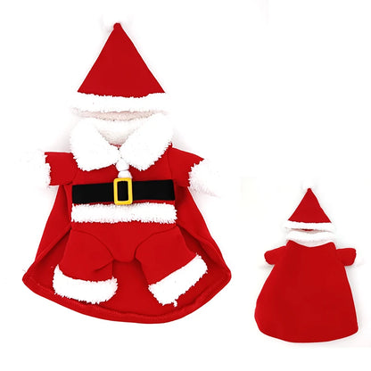 S/M/L/XL/XXL Santa Claus Christmas Costume Clothes For Pet Winter Warm Red Celebrate Christmas Pet Dog Cat Dress Outfit