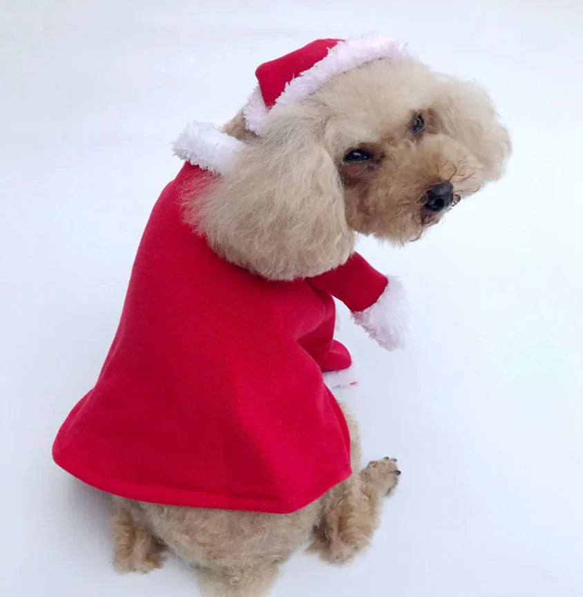 S/M/L/XL/XXL Santa Claus Christmas Costume Clothes For Pet Winter Warm Red Celebrate Christmas Pet Dog Cat Dress Outfit