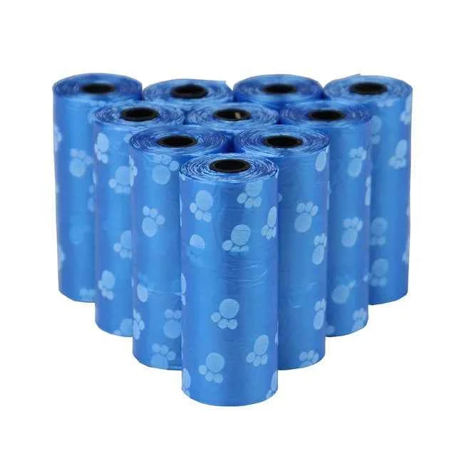 Pet Poop Bags Disposable Dog Waste Bags Bulk Poop Bags with Leash Clip and Bone Bag Dispenser 5Roll(75Pcs) Bags with Paw Prints