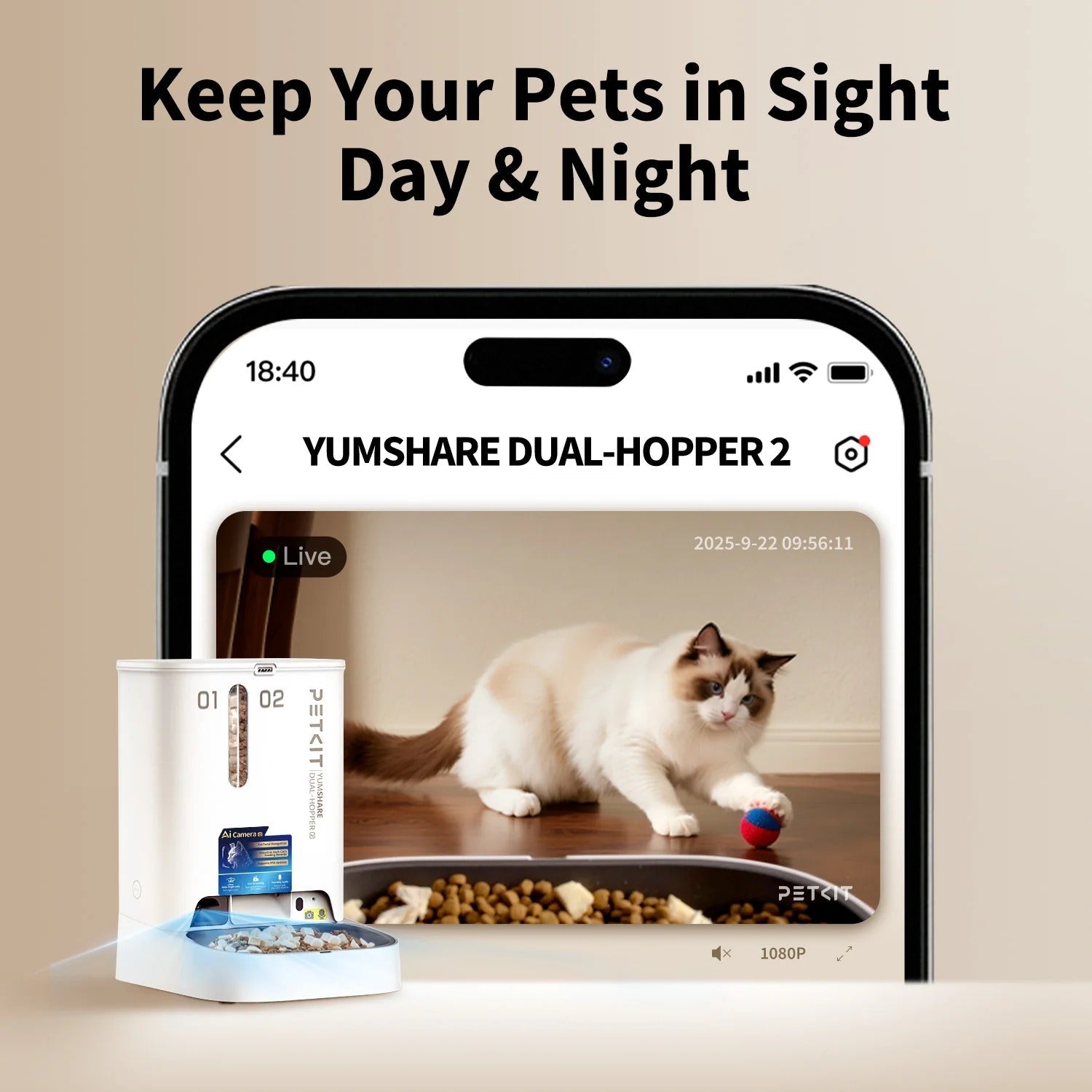 YumShare Dual-hopper 2 Automatic Feeder with Camera -EU plug
