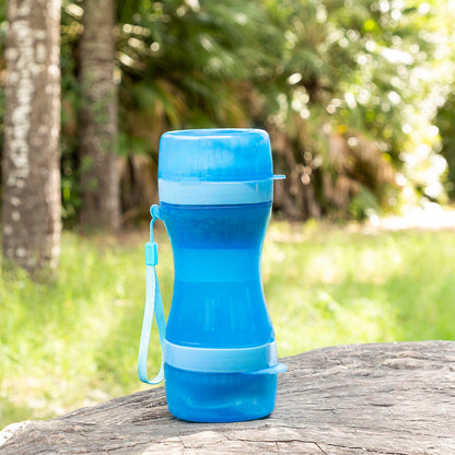 Botella con Depósito de Agua y Comida para Mascotas 2 en 1 Pettap