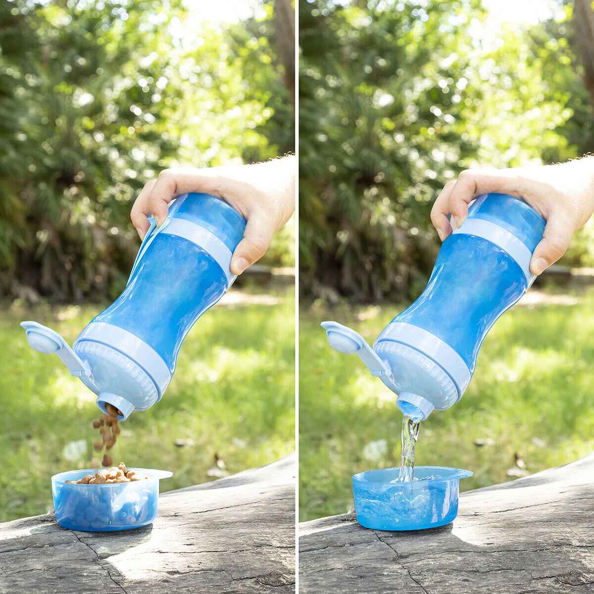 Pettap: Botella Portátil para Mascotas con Dispensador de Agua y Comida – Ideal para Paseos y Viajes